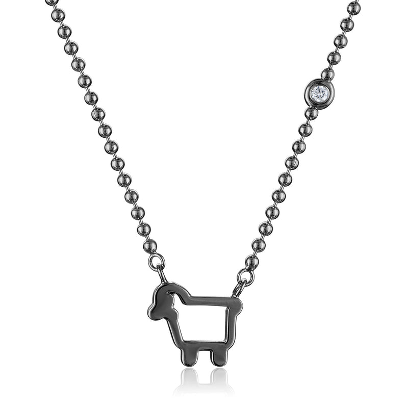 Small Signature Black Sheep Necklace in Dark Sterling Silver