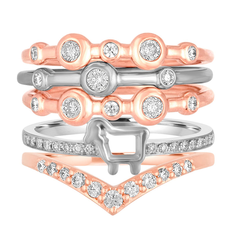 *14K Rose and White Gold Mariel Stack Trio