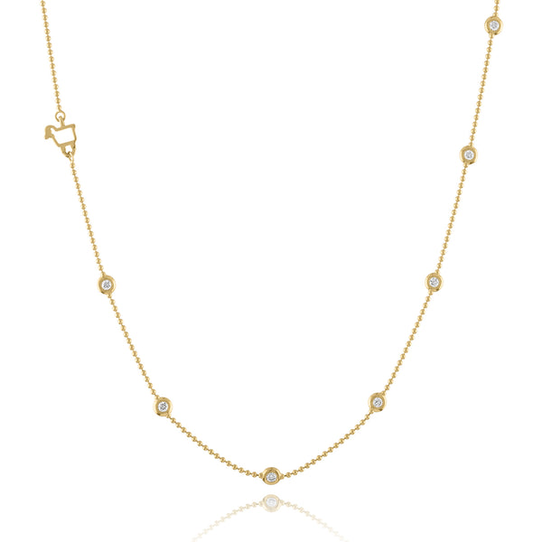 *18K Yellow Gold Bezels by the Yard Station Necklace