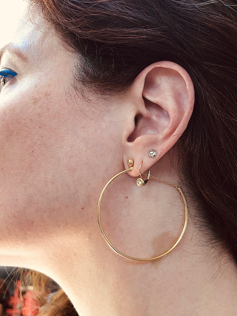 18K Yellow Gold Signature Bezel Leverback Earrings