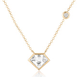 18K Yellow Gold Super Mini Necklace with Rock Crystal and Flying Diamond