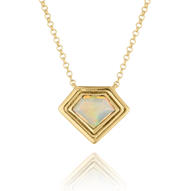 18K Yellow Gold Super Polished Opal Pendant