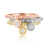 *14K Rose Gold and Diamond Queen of Bounce Charm Ring