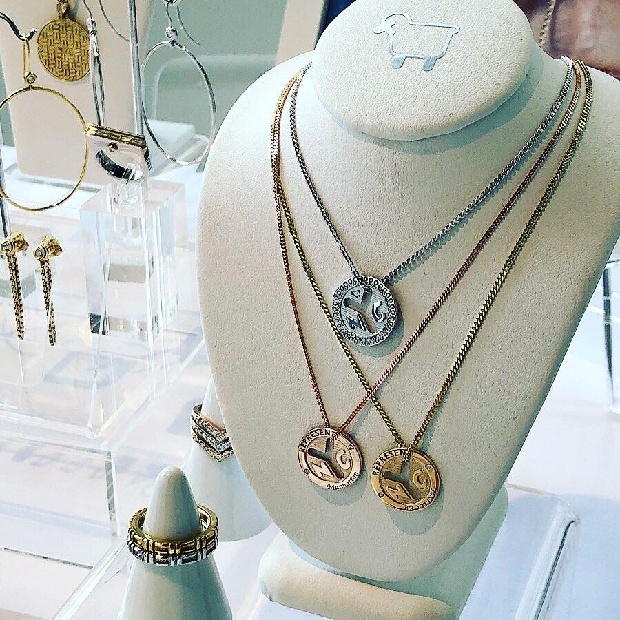 18K GOLD NYC 'REPRESENT' Subway Token Necklaces | Julie Lamb