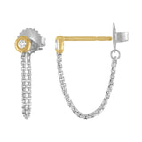 Sterling and Gold Chain Diamond Earring