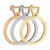Collection of signature Lamb Logo stacking rings in fine metals