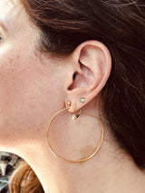 14K White Gold and Diamond 'Around The Way Girl' Hoop Earrings