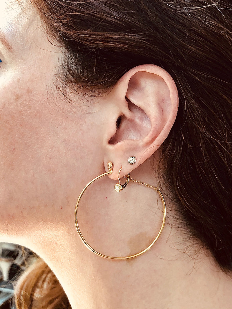 *14K White or Rose Gold Signature Bezel Leverback Earrings