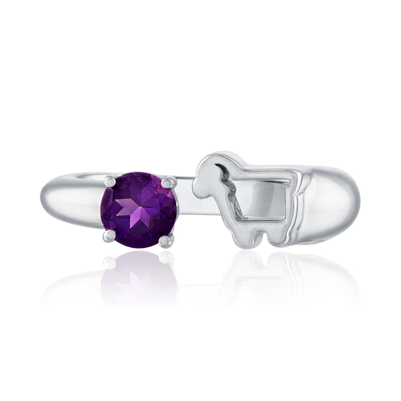 Purple Amethyst Silver EWE Rock Gem Ring