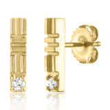 18K Gold and Diamond Stud Stick Earrings