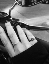 *14K White Gold Mini Pave Ring with Black Diamonds