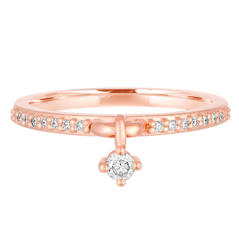 14K Rose Gold Diamond Charm Ring 