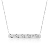 Sterling silver lamb logo bar necklace with diamond