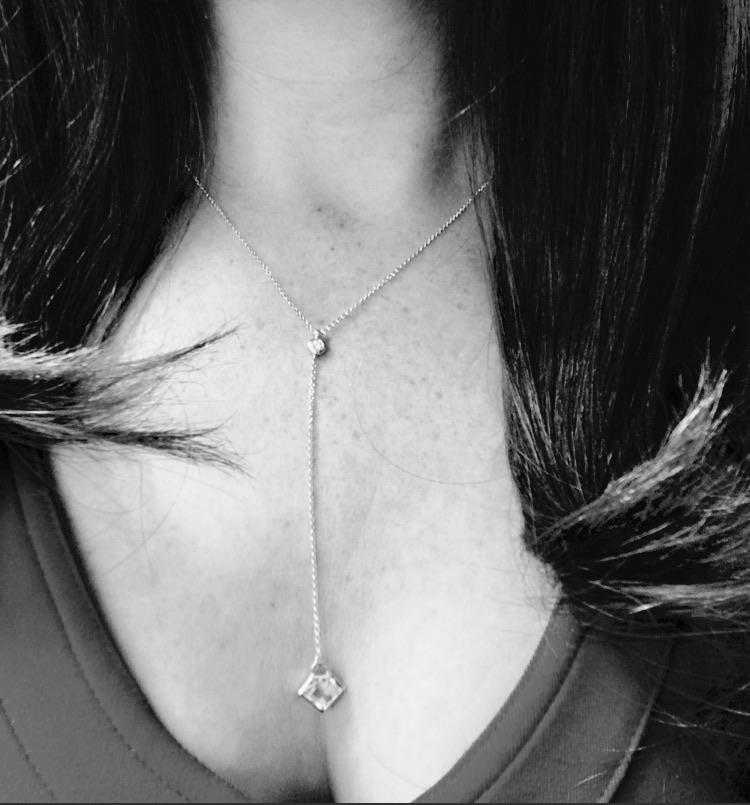 Sterling Silver Lane Lariat with Semi-Precious Stone and Diamond
