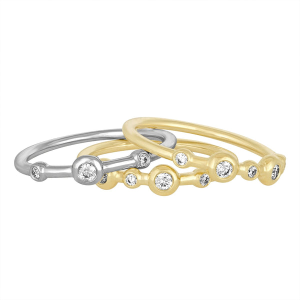 Gold and Diamond Bezel 18K Stacking Bands