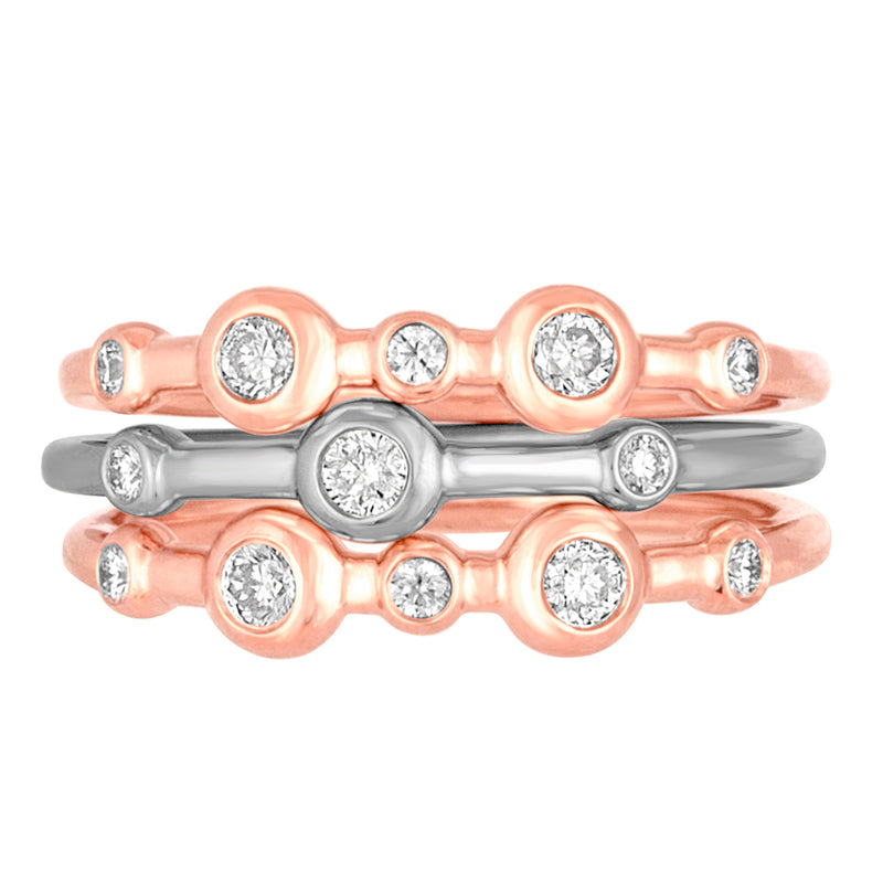 *14K Rose and White Gold Mariel Stack Trio