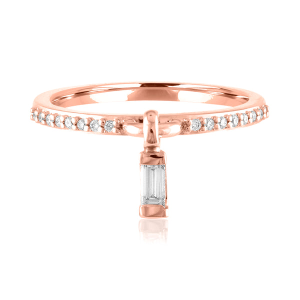 14K Rose Gold and Diamond Charm Ring