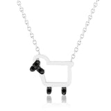 Small signature lamb logo necklace with black diamonds