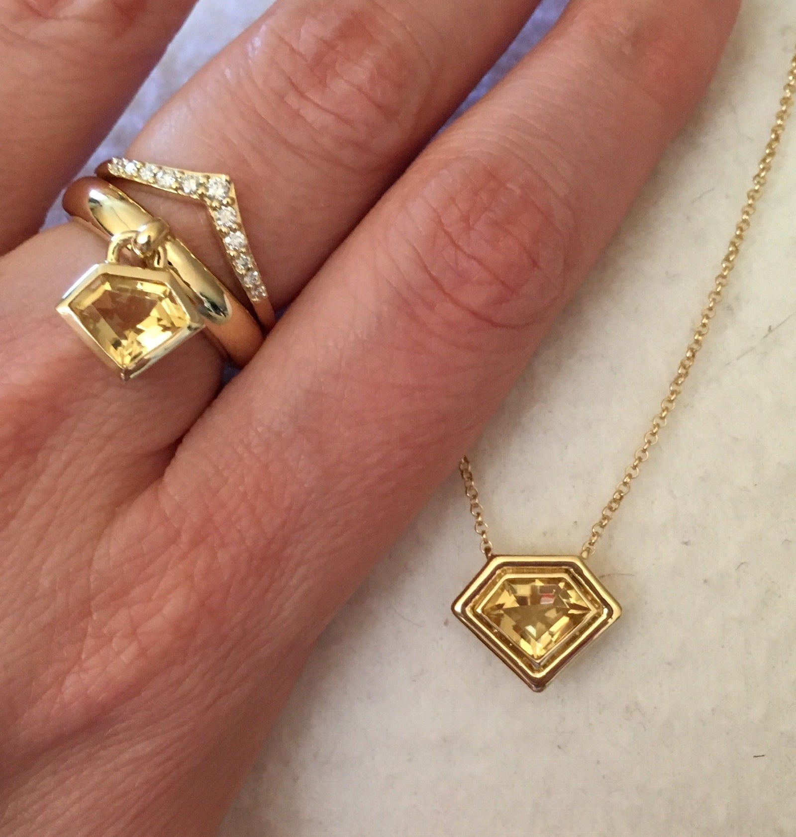 18K Yellow Gold Chevron Style Diamond Stacking Band - Julie Lamb