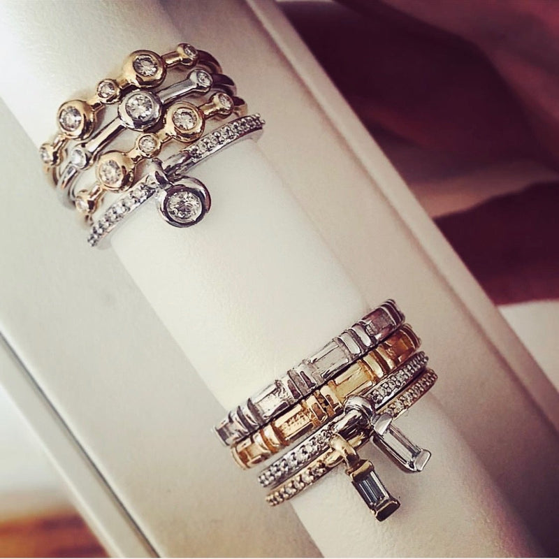 Stacking 14K Gold Charm Rings