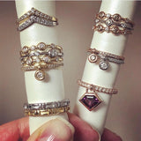 Collection of Gold and Diamond Stacking Rings