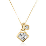 18K Yellow Gold Super Charming Necklace with Genuine Stone & Diamond
