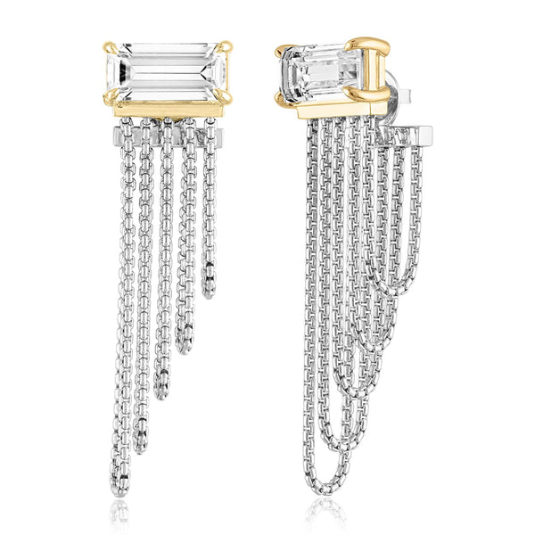 Sterling and 18K Statement Chain Earrings