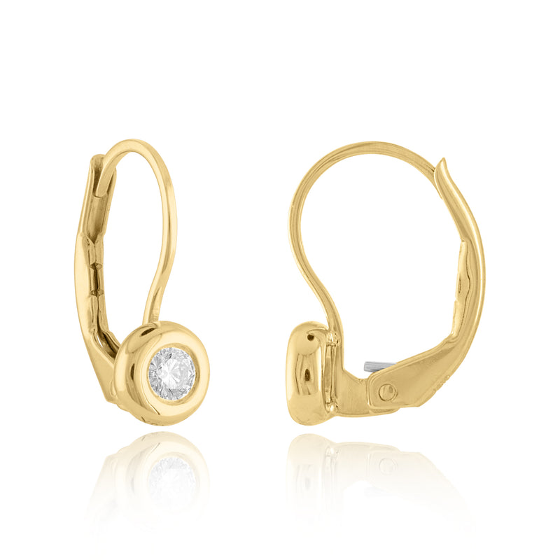 18K Gold Diamond Bezel Earrings