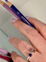 purple Amethyst Silver Lamb Ring