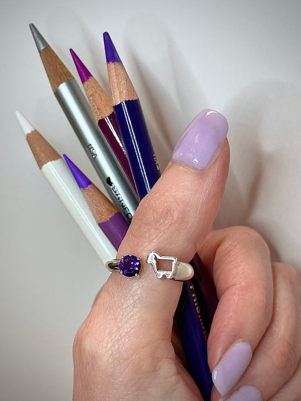 Sterling Silver 'EWE Rock' purple Amethyst Ring