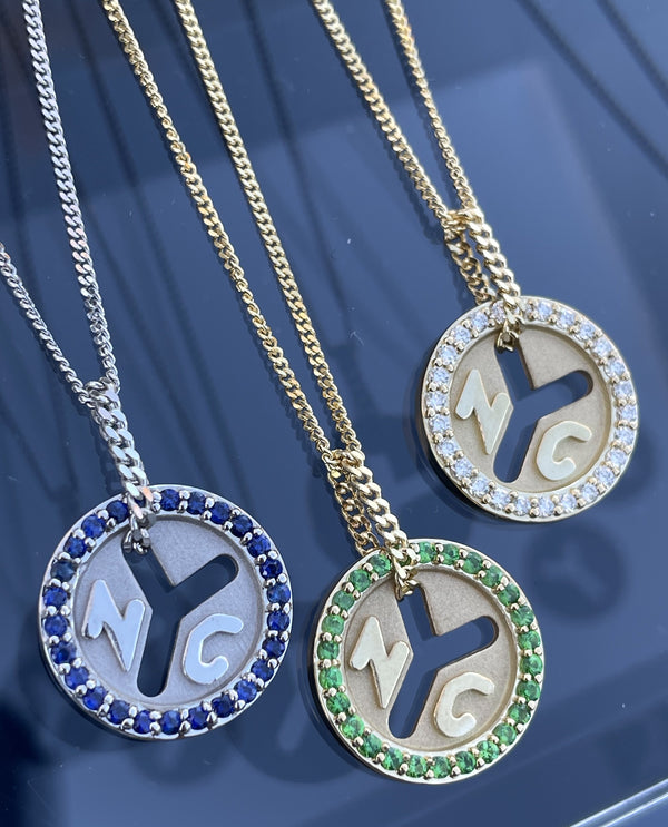 *14K White Gold NYC 'True Colors' Token Necklace