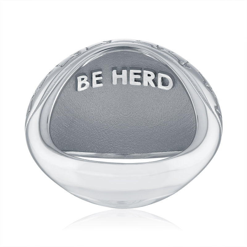 Sterling Silver 'BE HERD' Bombay Ring