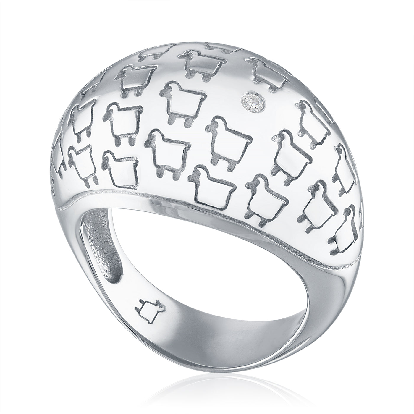 「molliveHeavyOZ」HEAVY SHEEP RING Sheep Jewelry Sterling Silver Diamond Statement Ring - Julie