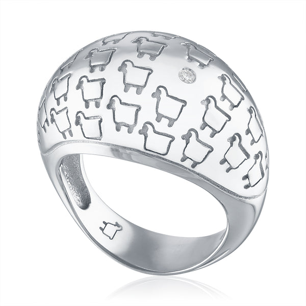 「molliveHeavyOZ」HEAVY SHEEP RING Sheep Jewelry Sterling Silver Diamond Statement Ring - Julie