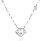 *14K White Gold Super Mini Necklace with Flying Diamond