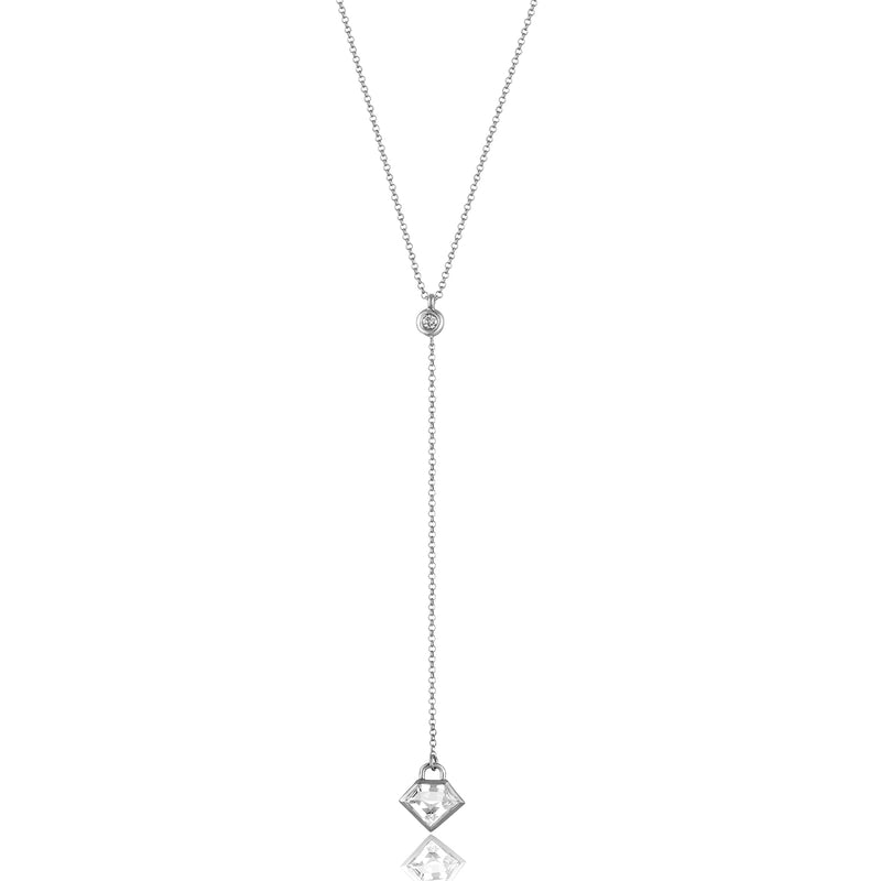 Sterling Silver Lane Lariat with Semi-Precious Stone and Diamond