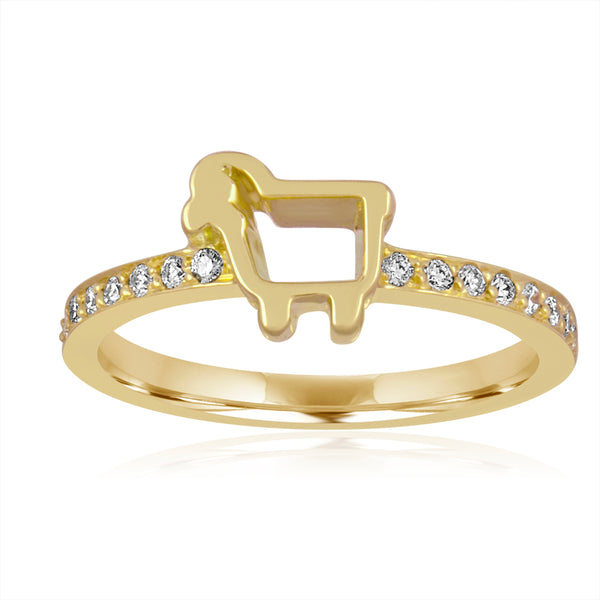 *18K Yellow Gold Mini Logo Pavé Ring