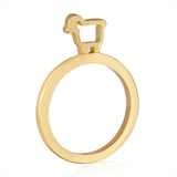18K Yellow Gold Mini Slice Stacking Ring with Lamb Logo
