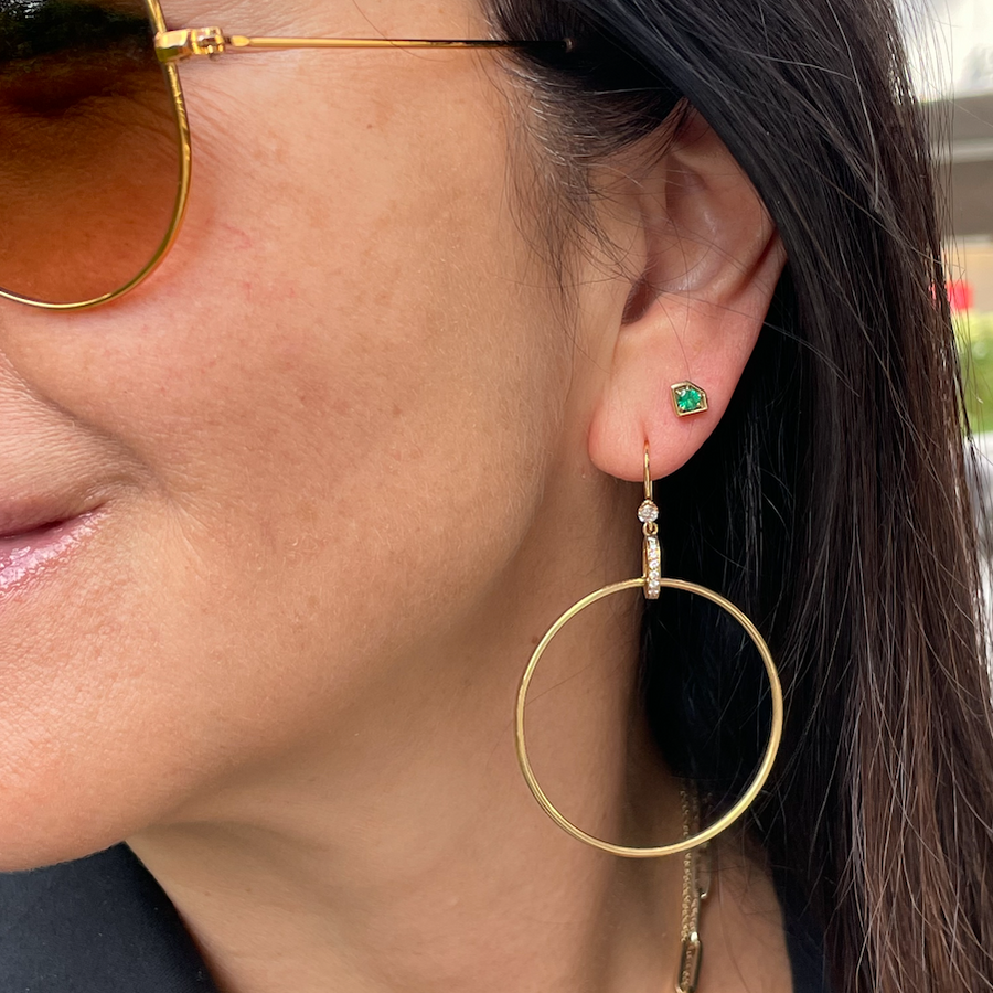 14K Rose Gold and Rock Crystal Superhero Stud Earrings