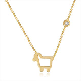 18K yellow gold lamb logo pendant with diamond