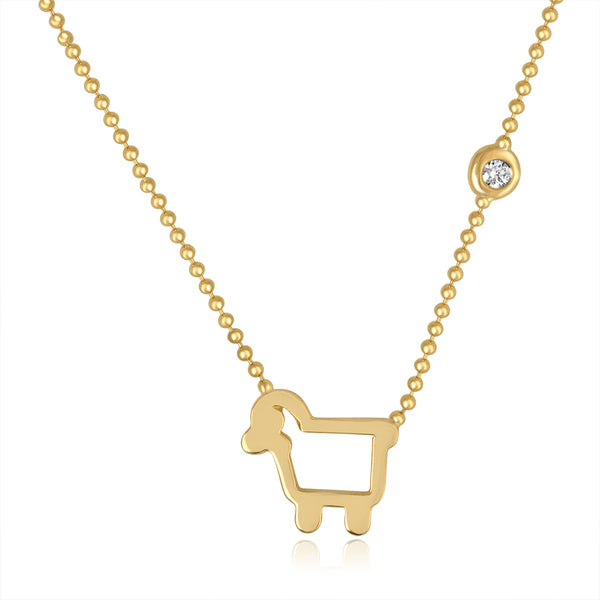 18K yellow gold lamb logo pendant with diamond
