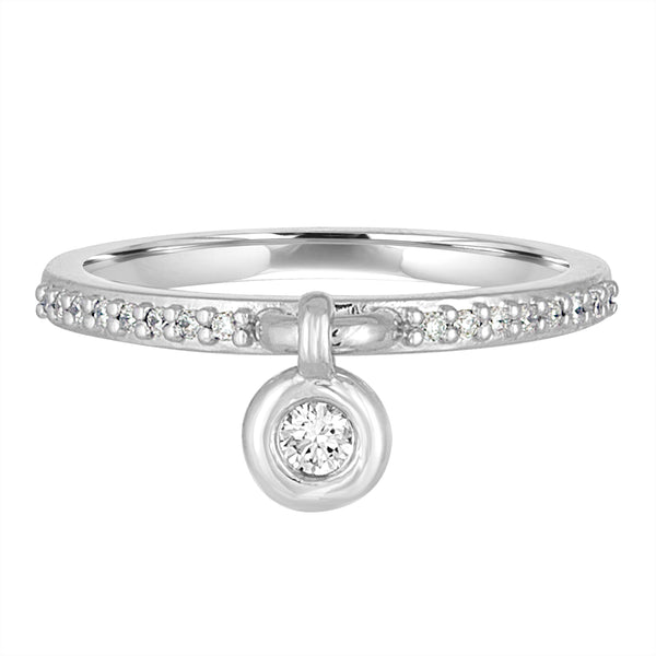 14K White Gold Diamond Charm Ring