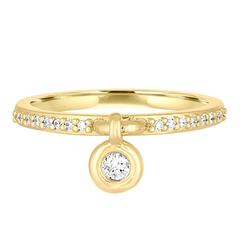 18K Diamond Bezel Charm Ring