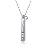 Sterling silver long tag pendant necklace