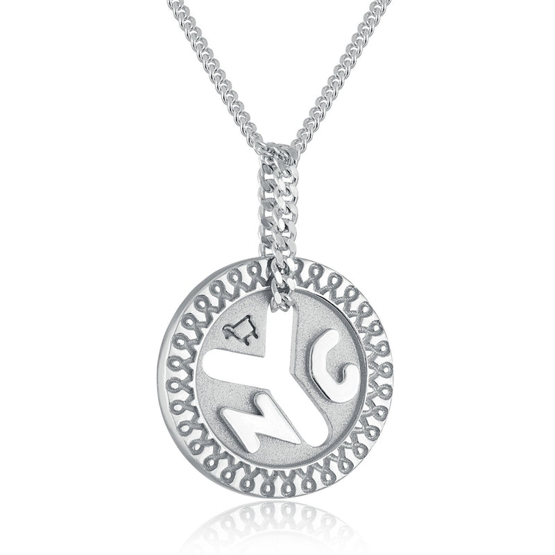 *14K White Gold NYC 'True Colors' Token Necklace